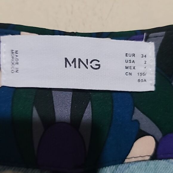 MNG Women's Floral Print Bohemian StraightLeg Dress Pants Trousers Sz 2 - Picture 7 of 8